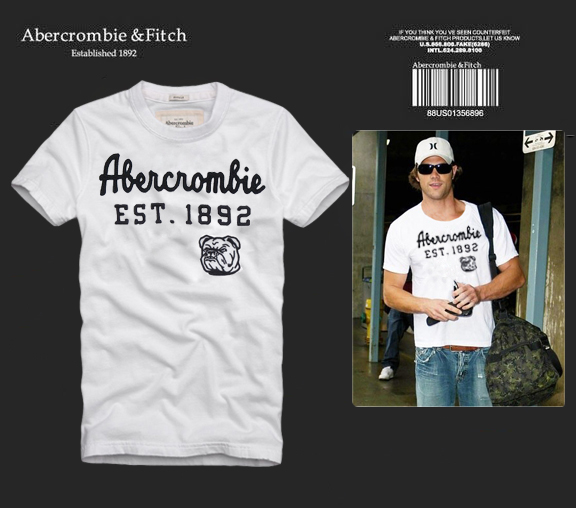 Abercrombie Fitch Hombres De Cuello Redondo Con Gente Fotos Corto Remera AF5705